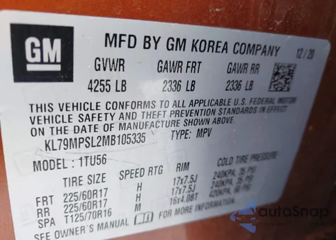 2021 Chevrolet Trailblazer Fwd Lt z USA, uszkodzony, nr VIN KL79MPSL2MB105335